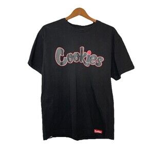Cookies Mens Large Black Graphic Logo Crew Cotton Tshirt